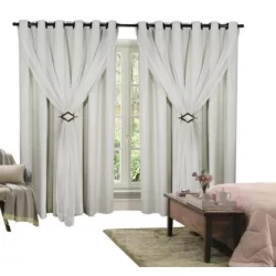 Cortina Corta Luz 6,00M x 2,50M 100% Blackout PVC Com Voil Liso E Fivelas