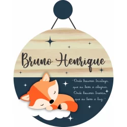 Enfeite Porta Maternidade Raposa  - Nome personalizado - Decoração para quarto! GUIRLANDA - FLÂMULA.