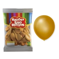 BALÃO SÃO ROQUE CINTILANTE DOURADO Nº 7 LISO C/50 UNIDADES