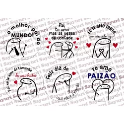 Papel de arroz CORTADO para Bento cake, Mini Bolo, Bolo Marmita com 6 unidades de 9cm - Flork Meme - Dia dos Pais