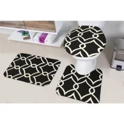Jogo de Tapetes para Banheiro 3 Pcs Arabic Preto