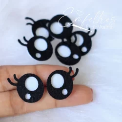 Olhinhos cute em feltro - 10 pares - Corte a laser