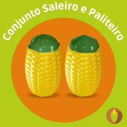 Paliteiro e Saleiro Kit Conjunto Formato de milho - Festa Junina São João