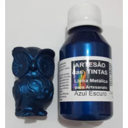 Tinta Metálica Azul Escuro - Tinta Para Arte e Artesanato, gesso - 500Ml
