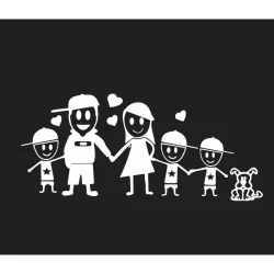 adesivo Pai mãe 3 meninos cachorro para carro moto e caminhão