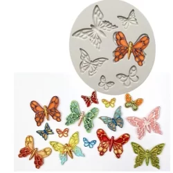 Molde de Silicone Borboletas Rendadas para Apliques Finos em Artesanato e Confeitaria