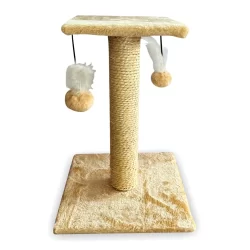 Arranhador Para Gatos Poste Sisal Brinquedo Com Bolinha Pet QUADRADO BEGE