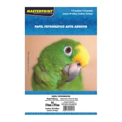 Papel Fotográfico Adesivo A4 Glossy 115g 20 Fls Masterprint Premium
