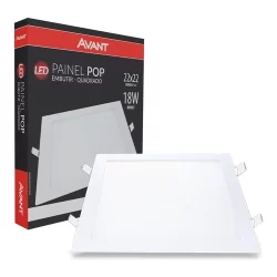 Painel Plafon Led Luminária Embutir Quadrado 6w 12w 18w 24w 6500K 4000K 3000K Avant