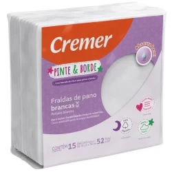 Pacotão Pinte e Borde Fralda Com 15 Unidades Para Pintar e Bordar Cremer com Barrado de 15cm Nova Embalagem