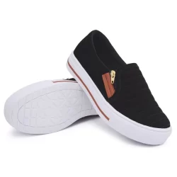 Tênis Sapatênis Sapatilha Feminino Casual Slip On Com Zíper Confortável Envio Imediato
