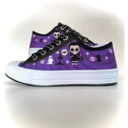 Wandinha Tênis Infantil Menina Personagem Famillia Adams Roxo Glitter Preto Escolar Urbano Presente Barato e Confortável