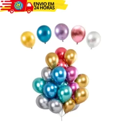 Kit 10 Balões Metalizados Cromado Numero 5 Premium Latex Para Festa E Aniversário
