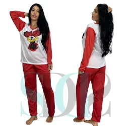 Pijama De Inverno Manga Comprida Feminino Personagem Conforto Adulto Noite.
