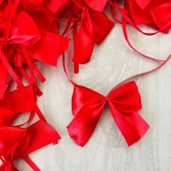 Laços lacinho cetim Nº5 com amarração vermelho natal decorativos
