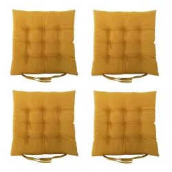 Kit 4 Peças - Almofada Assento Cadeira Futon Mostarda Com Amarril