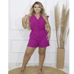 YW & X MODA   macaquinho feminina de duna pipoca com botao abrem  Yma-3