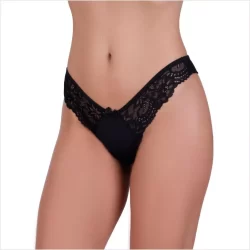 Kit 5 Calcinhas Fio Dental Duplo Lingerie Feminina Tanga Lateral Renda Forro Algodão Moda Intima