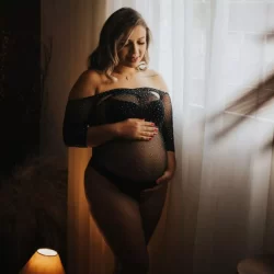 Body com Strass e Brilho, Arrastão para Ensaio Gestante