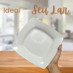 Kit 15 Pratos Quadrados Plástico branco resistentes bonitos perfeitos para churrascos refeições festas aniversários Confraternização Reveillon Natal ano novo Ceia fácil de lavar
