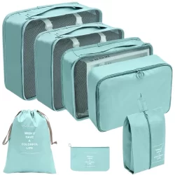 Kit 7 Peças Organizador De Viagem Sacos De Armazenamento Mala De Embalagem Portátil Bagagem Roupas Saco De Sapatos
