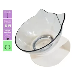 Comedouro Elevado para Gatos de Acrílico Ergonômico Pote Ração Água Pet Tigela Alta