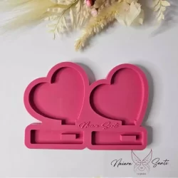 Molde de Silicone para Resina | Molde Resina | Molde Coração com Base Duplo