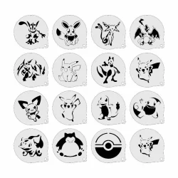Stencil Pokemon Infantis  Kit 16 Moldes 7x7cm