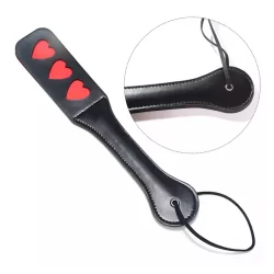 Chibata Palmatória Em Couro Sintético Com 2 Coraçao Coleção Fetiche Erótico BDSM CBT-03
