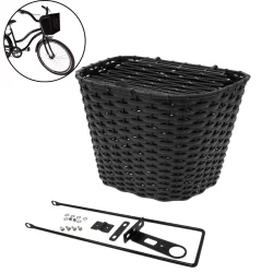Cesta Cestinha Com Tampa de Plástico para Bicicleta Bike Aro 24 e 26 Grande Preta Resistente Reforçada