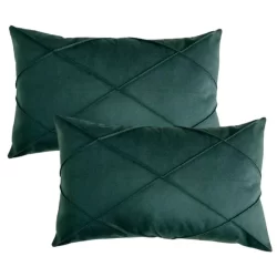 Par Capa De Almofada Retangular Suede Drapeada Baguete 30x50cm