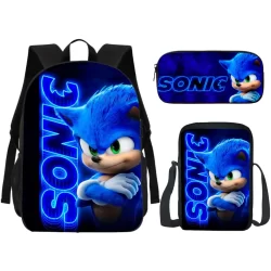 Kit Mochila Com Lancheira E Estojo Escolar Volta as Aulas Jogo Ouriço Desenho