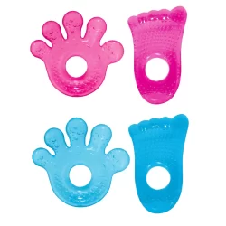 Kit Mordedores Buba Maozinha E Pezinho Macio Atoxico Alivio Da Gengiva Azul E Rosa