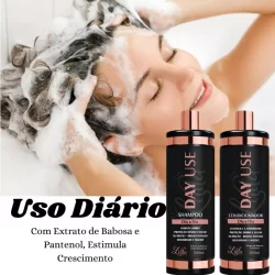 Kit Shampoo + Condicionador 500 ml Estimula o Crescimento Brilho Intenso Nutrição Capilar uso diário