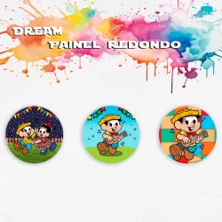 Capa Para Painel Redondo Temático Chico Bento Rosinha Turma Quadrilha Menino Menina Decoração Festa Aniversario Comemoração Bebê Criança  Cenário Fundo Tecido Malha Gel Sublimada