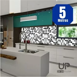 Papel de Parede 3D 5 Metros x 45cm Adesivo Autocolante Pastilha Mosaico Sala, Banheiro, Cozinha