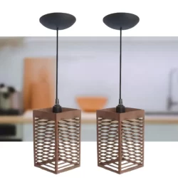 Kit 2 Luminária Pendentes Oriental Para Sala Cozinha Escritório Bivolt Cor Marrom - 2tm