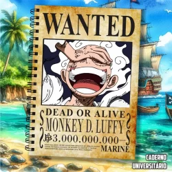 Caderno Universitário Personalizado Anime One Piece  Procurado Wanted  1 Matéria, 5 Matérias, 10 Matérias ou 15 Matérias