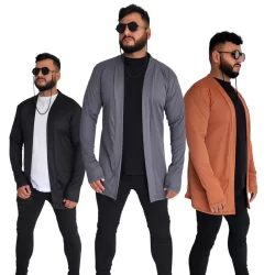 Blazer Cardigan Masculino Manga Longa Assimétrico Ribana Premium inverno 2025