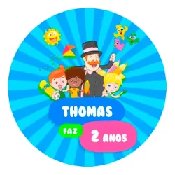 Etiquetas Adesivos Mundo Bita Personalizavel nome e idade 4cm
