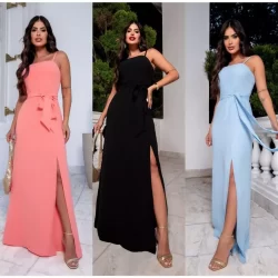 Vestido Longo Alcinha Fenda Lateral tendência 2023