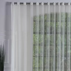 Cortina de Voil 4 00 X 2 50 Sala Quarto Voal Transparente Ilhós Cromado Várias Cores