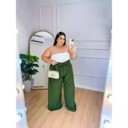 Cropped Faixa Plus Size Feminino Duplo Forrado s/Bojo Tomara Que Caia