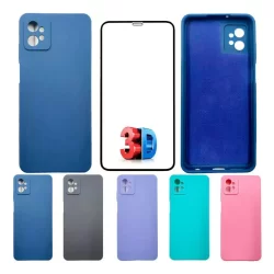 Kit 2em 1 Para LG K40S/K50S/K41S/K51S/K52/K61/K62/K22 Capinha Silicone Aveludada Colorida  Película Vidro