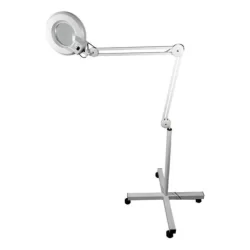 Lupa Luminária Articulada Led Estética Tripé Rodinhas Branca