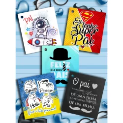 Cartão/Tags Feliz Dia Dos Pais 4,5x5cm - Com Furo - Mimo para o dia dos Pais