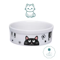 comedouro gato ração pet porcelana 610 ml tigela  comedouros bebedouro