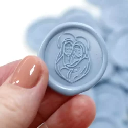 Lacre de cera Azul Serenity c/ dupla face - Sagrada Família - pronta entrega