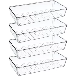 Kit 4 Organizadores Grandes Transparente em PET + Resistente que Acrílico Gaveta Geladeira Armários