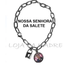 Pulseira Cadeia de Consagração em inox com medalha de Nossa Senhora da Salete